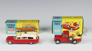 Corgi Toys, a Land-Rover breakdown truck 417S boxed (box is in good condition apart from scuffing the car is in good order with minor paint loss, decals complete) together with a Superior Ambulance 437, cream over red body, boxed  (box is in good condition although scuffing to edges, both ambulance decals have damage and there is paint work chipping all over) 