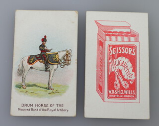 Wills overseas cigarette cards - Drum Horses (1909 W.192) a complete set of 32, Scissors Issue vertical format, open Scissors packet 