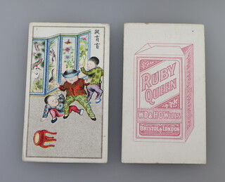 Wills overseas cigarette cards - Chinese Children's Games (1911 Ruby Queen Issue W.364) a complete set of 30, Birds and Animals (1911 Ruby Queen Issue W.354) a complete set of 30, Chinese Actors and Actresses (1907 Pirate Issue W.361) a complete set of 28 (plus 2 duplicates) and Chinese Beauties, first and second series, (1907 and 1909 W.362 and W.363) 