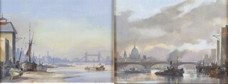 David R Griffin (British born 1952), a pair of oil paintings on panels signed, "Blackfriars" and "London From Rotherhithe" 15cm x 19.5cm 