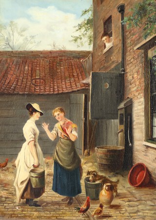 David Law (1831-1902), oil on canvas "A Good Gossip" 39cm x 29cm 