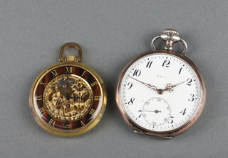 A mechanical pocket watch  with seconds at 6 o'clock, the dial inscribed Lamco contained in a 50mm case together with modern pocket watch 