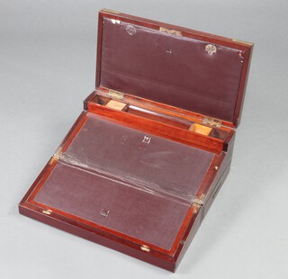 A Victorian mahogany writing slope with hinged lid and brass banding 22cm h x 50cm w x 28cm d 