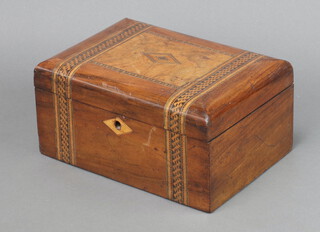 A Victorian rectangular trinket box with inlaid banding and hinged lid, fitted a tray to the interior 30cm h x 25cm w x 17cm d 