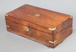 A Victorian rosewood and brass banded writing slope with hinged lid 15cm x 45cm x 24cm (interior is missing) 