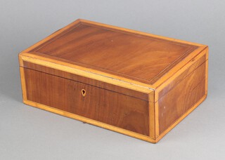 A 19th Century rectangular inlaid mahogany trinket box with hinged lid 10cm h x 29cm w x 19cm d 