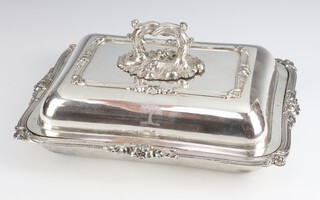 A Victorian silver plated entree set with acanthus handle and monogram 