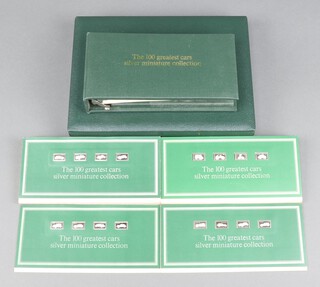 A set of silver John Pinches One Hundred Greatest Cars silver miniature collection, unopened with display case and paperwork 