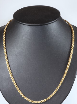 A 9ct yellow gold rope twist necklace 7.9 grams, 50cm 