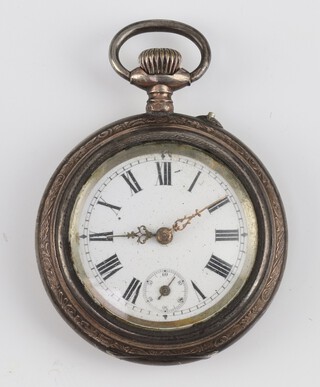 A lady's Continental white metal 2 colour fob watch with seconds at 6 o'clock, contained in a 45mm case  