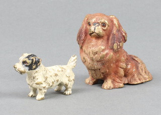 An Austrian cold painted bronze figure of a Pekinese 3.5cm and a Terrier 2cm 