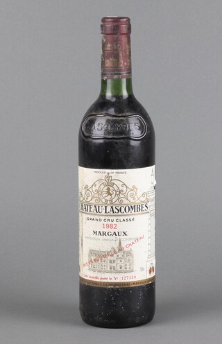 A bottle of 1982 Chateau-Lascombes Grand Cru Classe Margaux red wine 