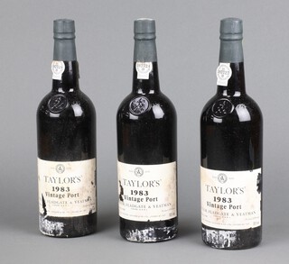 Three bottles of Taylors 1983 vintage port 