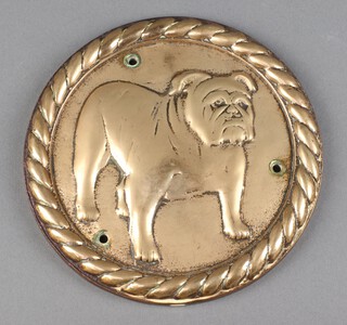 A brass "Tompion" cover decorated a standing bulldog 16cm