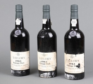 Three bottles of Taylors 1983 vintage port 