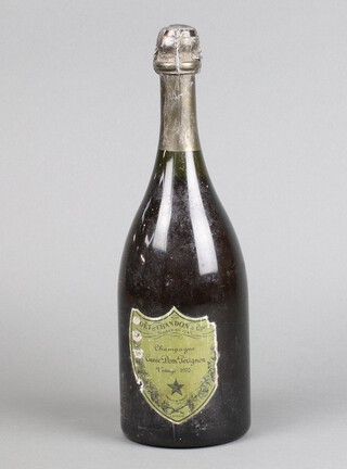 A bottle of 1970 Dom Perignon champagne, slight damage to label 