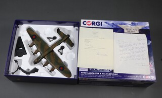 The Dambusters, a Corgi limited edition Avro Lancaster B MK.III, MK333 617 Dambuster Squadron 1:72 die cast model signed by Thomas "Tony Iverson" DFC A, together with 1960's correspondence from Arthur "Bomber" Harris, Barnes Wallis, Tony Iverson etc and a collection of World War Two Bomber Command and Air Force related brochures, Aircraft Identification, Bomber Command, Campaign in Burma, Mediterranean Fleet, RAF Middle East, The Eighth Army, Meteorology for Air Navigators etc 