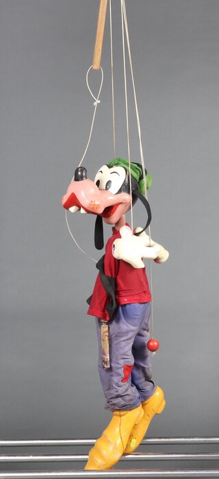 Pelham Puppet, a large shop display puppet of Goofy, clothed 80cm high 