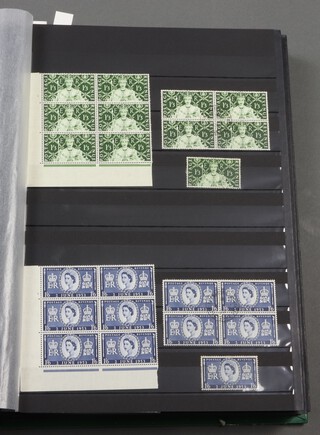 Stamps, Great Britain pre-decimal commemoratives in 7 stock books from 1953 Coronation to 1971 - cylinder blocks including 1963 Red Cross phosphor block of six, varieties, large blocks, plus used stamps 