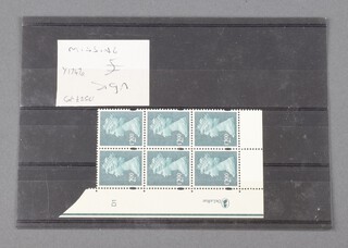 Stamps, Great Britain 2003 two pound De La Rue unmounted mint cylinder block of six with pound sign missing on one stamp  