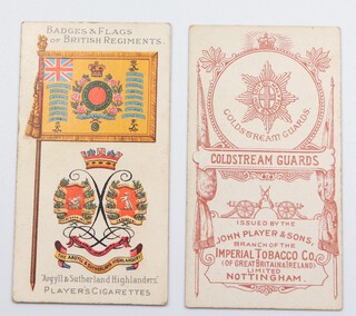 John Player and Sons cigarette cards - Badges and Flags of British Regiments (1904) H.341, 3 complete sets (2 of brown back numbered and un-numbered, 1 of green back 1903) and an additional 27 mixed spares and extras 