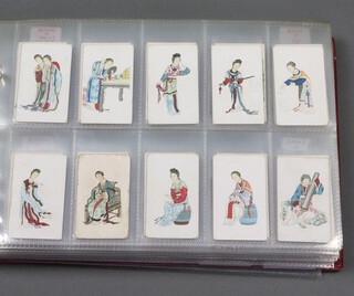 Wills overseas cigarette cards, Chinese Beauties first series (1907) W.632 and second series (1909) W.363, complete sets of 25 (pirate issue, A. vertical format dot in "C" side reading top to bottom) together with China's Famous Warriors (1911 pirate issue) first series W.375 a complete set of 25 (Y. open large packet no dot in "C"), second series W.358 (X. open large packet dot in "C"), third series W.359 (X. open large packet dot in "C") and fourth series W.360 incomplete missing 1 card (Y. open large packet no dot in "C"), together with several further sets of incomplete China's Famous Warriors and 2 incomplete sets of Birds of The East W.355 and W.356 