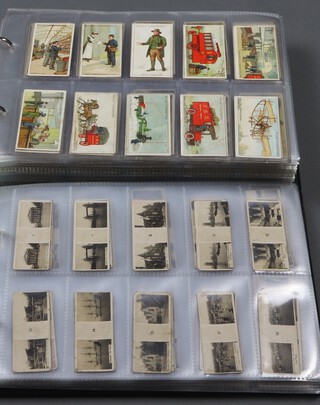 Wills overseas cigarette cards, two binders of complete and incomplete sets to include Royal Mail (34 out of 50), Riders of The World Arms and Armour, Interesting Buildings, Arms of The British Empire, Types of The Commonwealth Forces, Modern War Weapons, War Pictures, Animals, Fish of Australasia, Historic Events, The Worlds Dreadnoughts, Views of The World (a complete set of 215), Britains Defenders, National Flags and Arms  