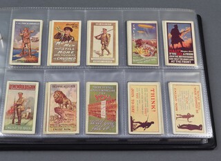 Wills cigarette cards, a binder of sets to include Recruiting Posters x 2 (10 in each set), Portraits of European Royalty (1908 set of 100), Flags of The Empire, Famous Inventions, Fish and Bate 