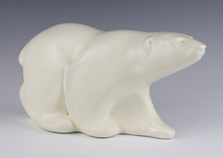 A Spode Velamour cream glazed figure of a standing polar bear 15cm  