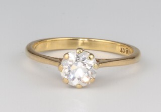 A yellow metal 18ct brilliant cut single stone diamond ring, approx. 1ct, 2.3 grams, size N 