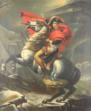 A 19th Century oil on canvas, Napoleon crossing the alps 68cm x 57cm 