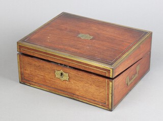 A William IV rosewood inlaid brass writing slope  13cm h x 29cm w x 24cm d 