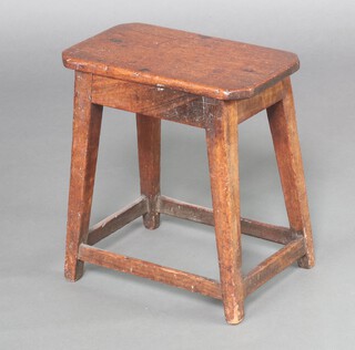 A 19th Century octagonal mahogany stool raised on outswept tapered supports with box framed stretcher 42cm h x 39cm w x 22cm d 