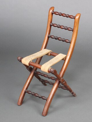 A 19th Century turned mahogany folding ladder back chair 66cm h 