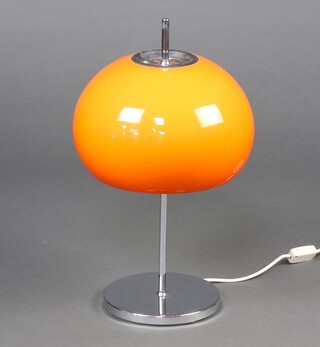 A mid-century Prova chrome table lamp with orange plastic shade 49cm h x 27cm diam. 