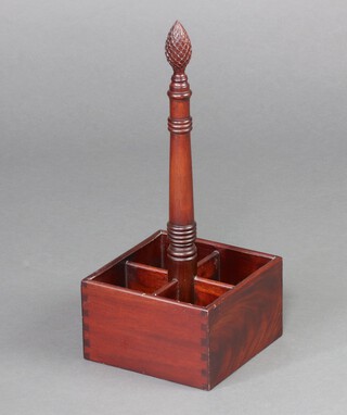 A Georgian style 4 section decanter/wine bottle stand with pineapple finial 47cm h x 19cm w x 20cm d 