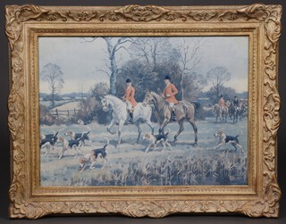 Jack Orr, a pair of hunting prints "On The First Covert" and "Well Away" 39cm h x 54cm w, contained in decorative gilt frames (both faded)