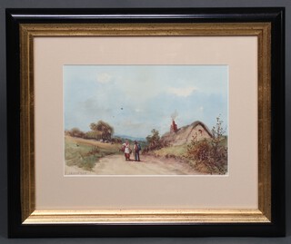 F Jamieson, a pair of 19th Century watercolour drawings, rural studies with figures 16cm x 24cm 