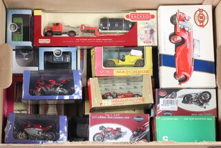 A Matchbox Model of Yesteryear Y5 boxed, 5 Classic Motorcycle models boxed and 19 other model vehicles boxed 