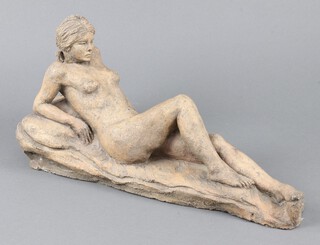 A Studio Pottery figure of a reclining naked lady 30cm 