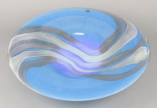 A Studio Glass freeform shallow dish engraved Svaja 40cm 