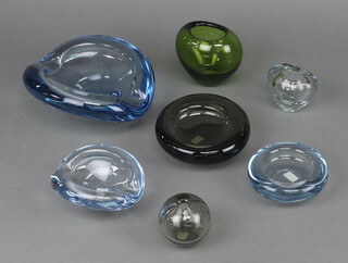 A collection of 1960's and later Holmegaard glass dishes and vases, all designed by Per Lutken