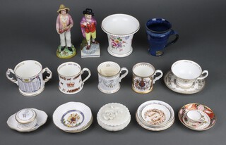 A 19th Century Staffordshire figure of a gentleman, 1 other and minor decorative china 