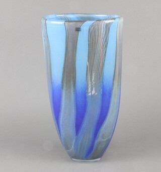 A Studio Glass free form oval vase engraved Svaja 40cm 