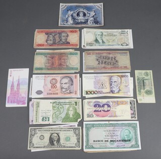 A small quantity of world bank notes