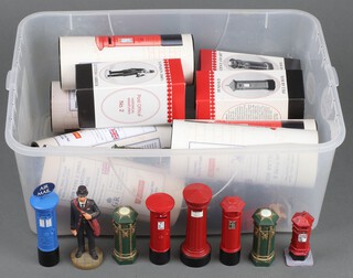 A collection of Royal Mail miniature post boxes