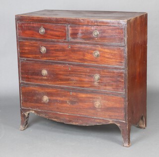 A 19th Century mahogany chest of 2 short and 3 long drawers 106cm x 104cm x 49cm