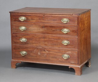 A 19th Century mahogany chest fitted 4 long drawers with replacement handles raised on bracket feet 86cm x 118cm x 53cm