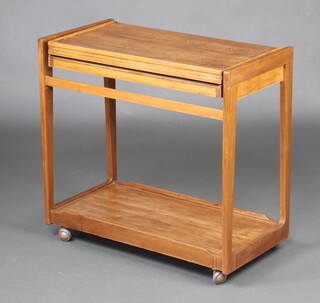 Mid-century, The Wonder wagon - a rectangular teak folding two tier trolley 73cm x 77cm x 39cm