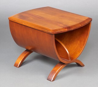 A mid-century French shaped walnut Canterbury table on arched supports 37cm h x 48cm w x 42cm d 